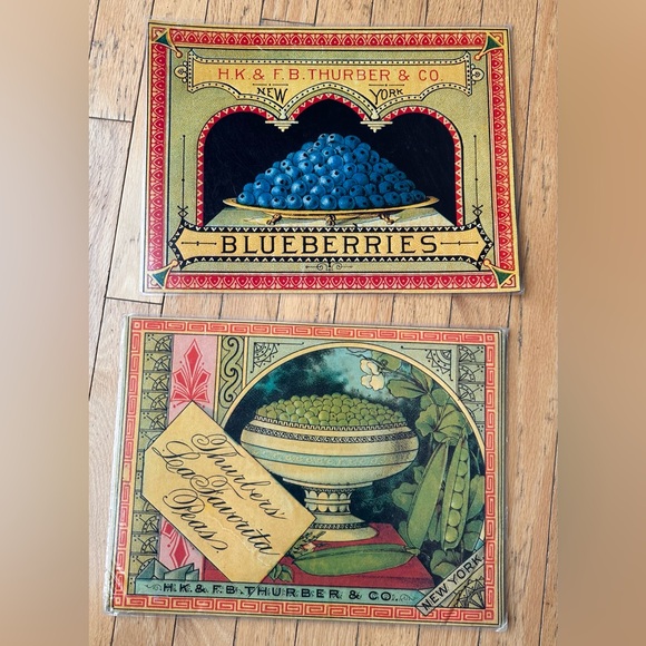 Other - Vintage H.K. & F.B. Thurber & Co Blueberries and Peas Place Mats